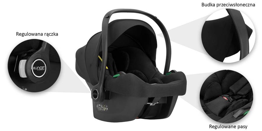 fotelik dla noworodka i-Size funkcje regulacja pasów rączki budka przeciwsłoneczna